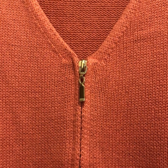 CJ Banks Salmon Pink Zip Up Cardigan Sweater 1X - Picture 3 of 4